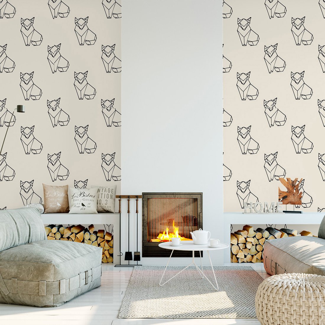 Tapeta - lis, geometria, zwierzę