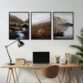 Zestaw obrazy w ramie, plakaty - góry, krajobraz, natura - rama czarna
