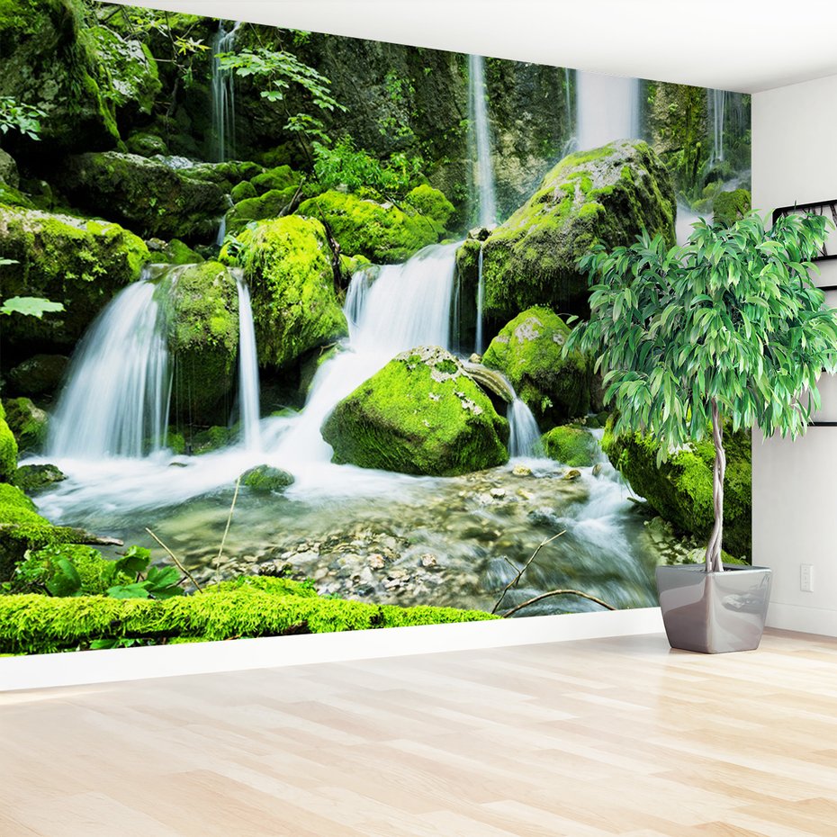 Fototapeta - wodospad, mech, natura