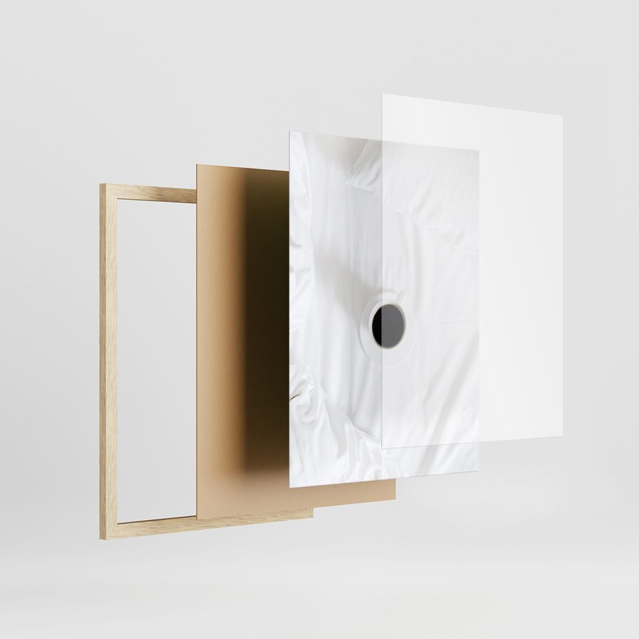 Zestaw obrazy w ramie, plakaty - śniadanie, cytryny, minimalizm - rama drewno