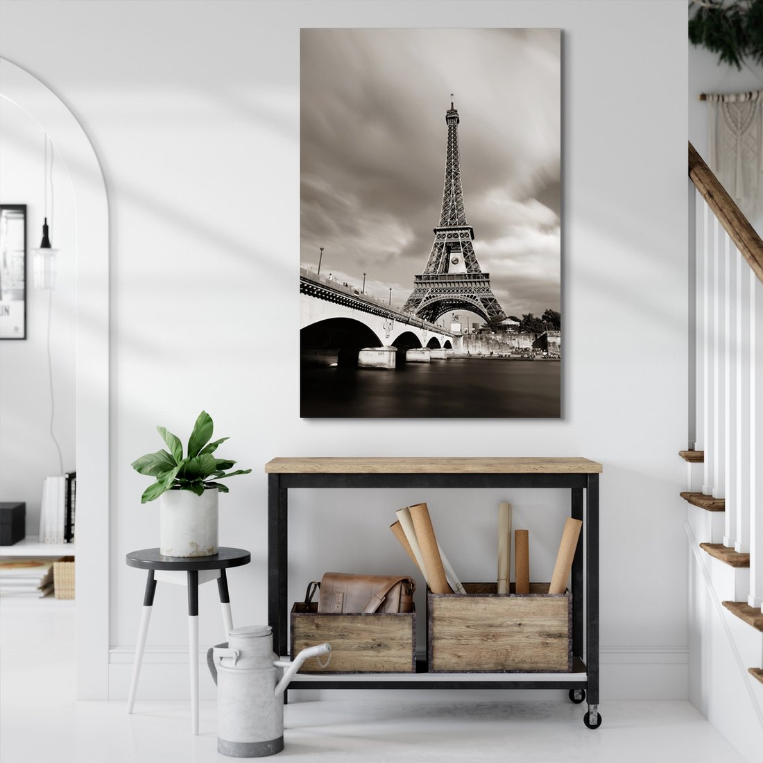 Obraz na płótnie - Paryż, Wieża Eiffla, most
