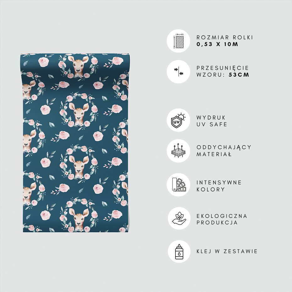 Tapeta - sarna, róża, liście