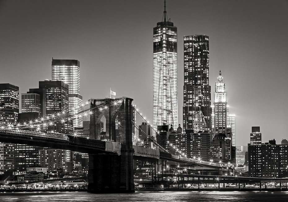 Fototapeta - miasto, most, noc