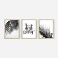 Zestaw obrazy w ramie, plakaty - liście,roślina,czarny - rama drewno