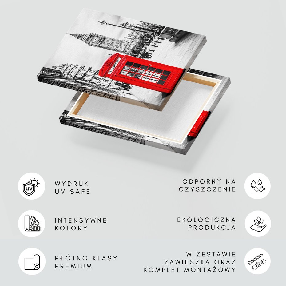 Obraz na płótnie - Londyn, budka telefoniczna, Big Ben