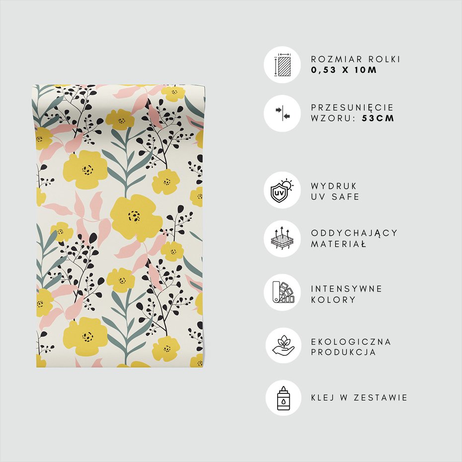 Tapeta - kwiaty, liście, gałązki