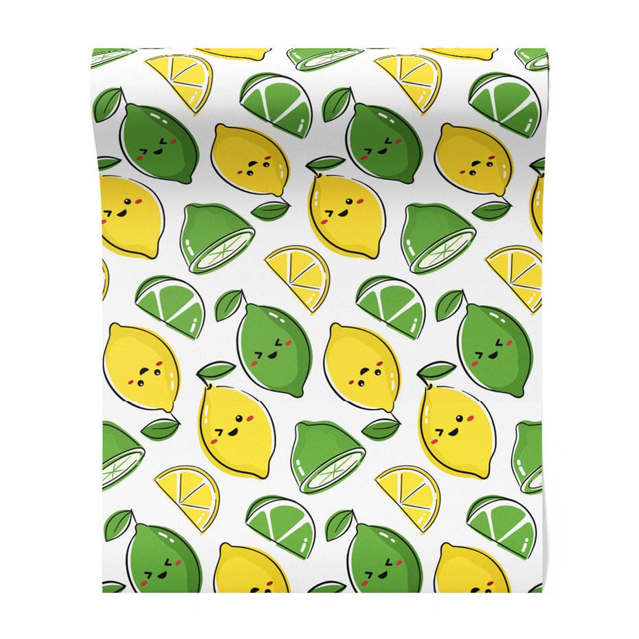 Tapeta - dziecięca, cytryny, limonki,