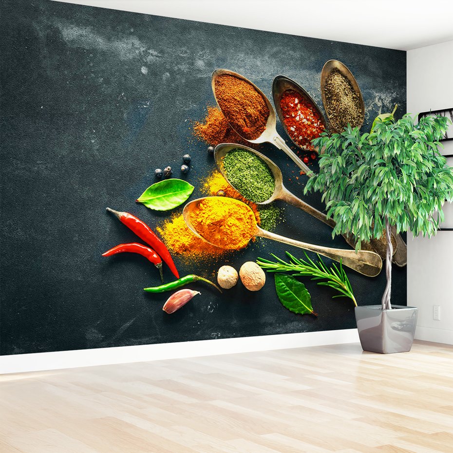 Fototapeta - przyprawy, jedzenie, łyżki