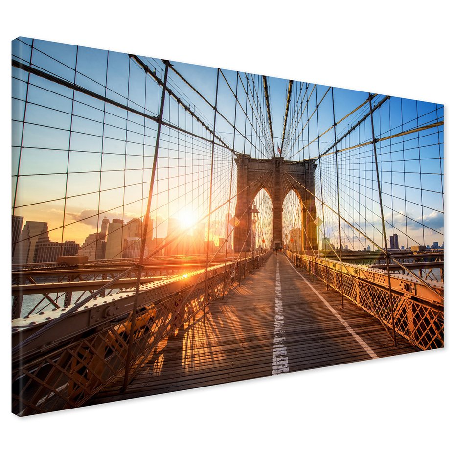 Obraz na płótnie - most, miasto, zachód słońca