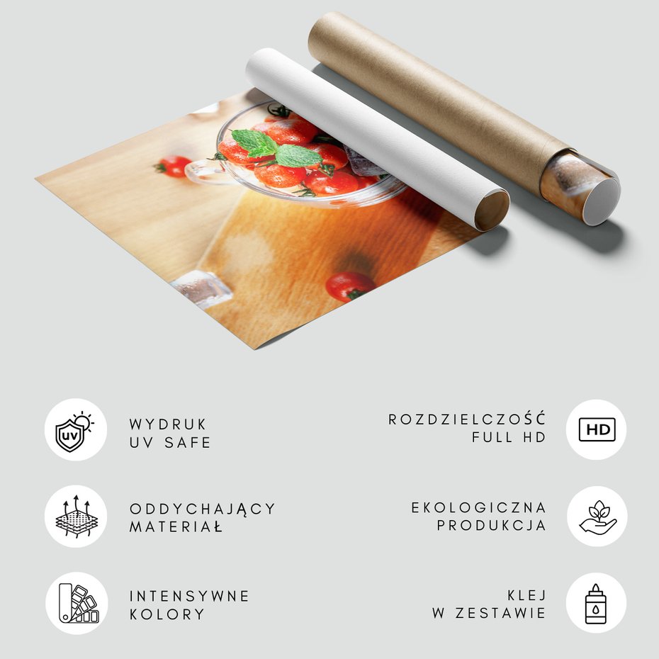 Fototapeta - pomidory, lód, mięta