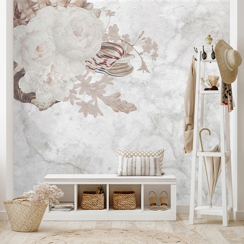 Fototapeta - loft, kwiaty, muszle