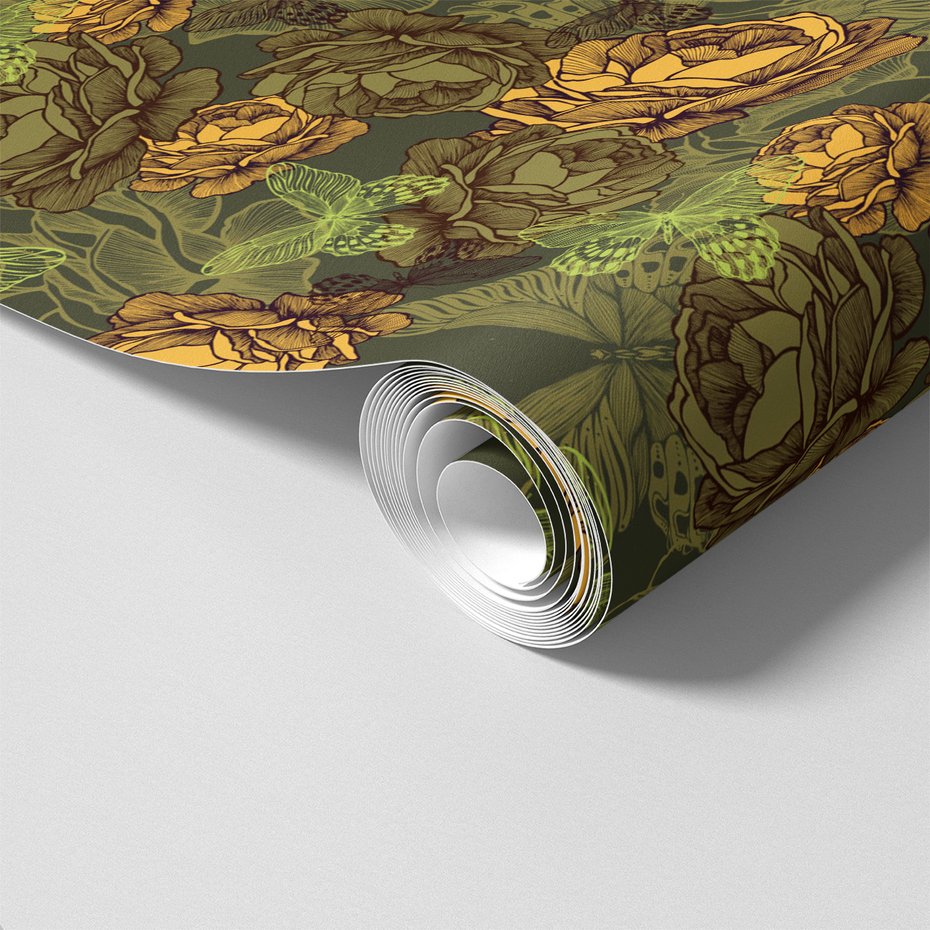 Tapeta - kwiaty, motyle, grafika