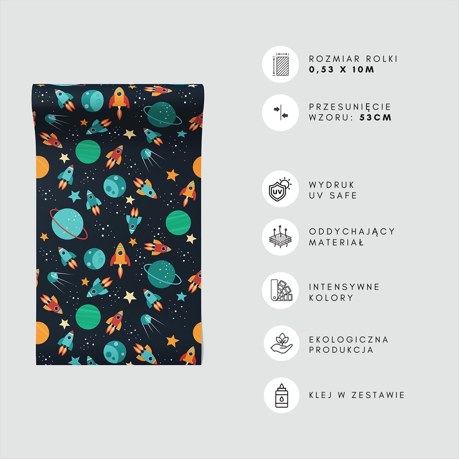 Tapeta - dziecięca, kosmos, planety,