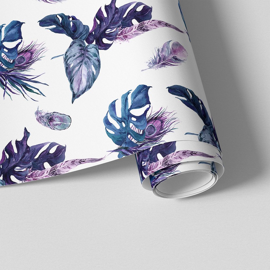 Tapeta - liście, pióra, abstrakcja