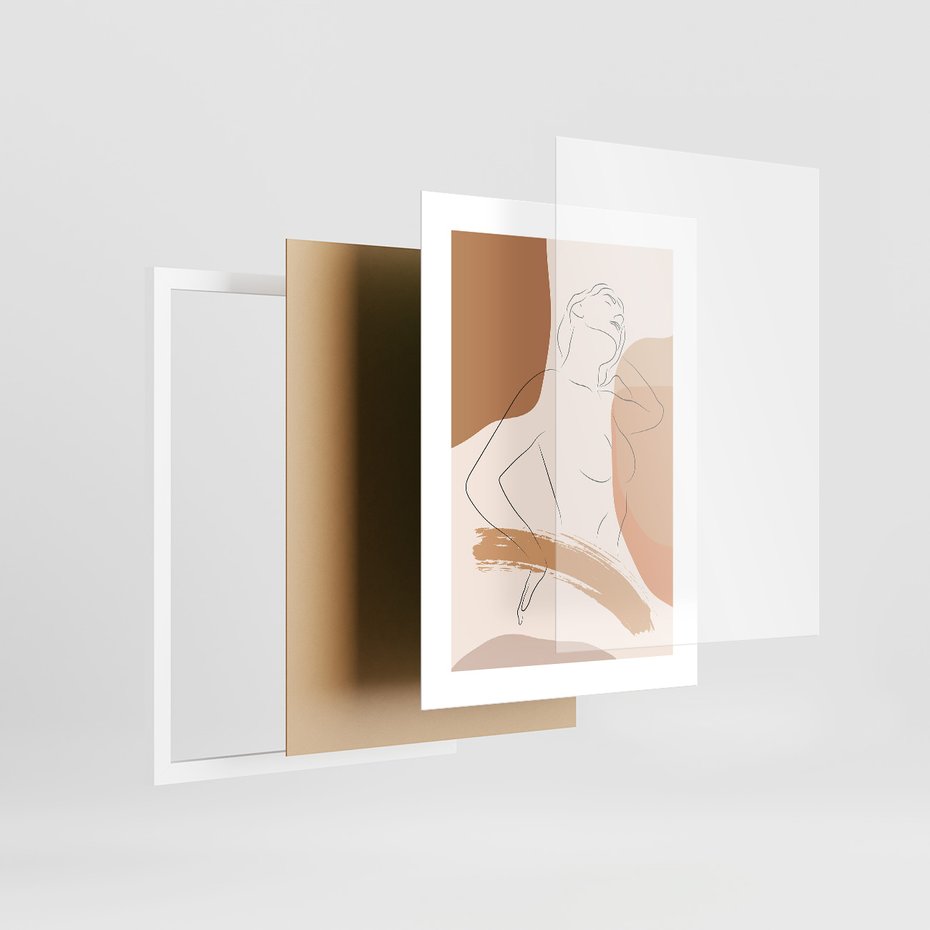 Zestaw obrazy w ramie, plakaty - kobieta, abstrakcja, ciało - rama biała
