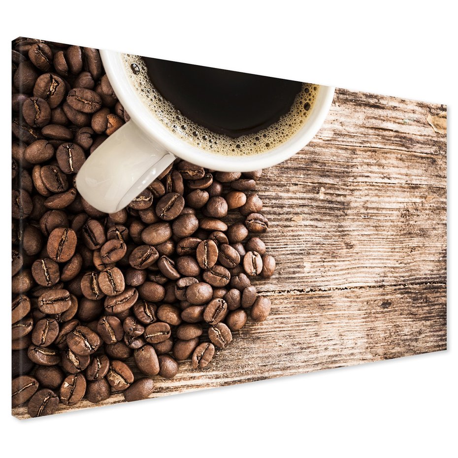 Obraz na płótnie - kawa, ziarna, napój