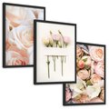 Zestaw obrazy w ramie, plakaty - kwiaty, róże, pastelowe - rama czarna