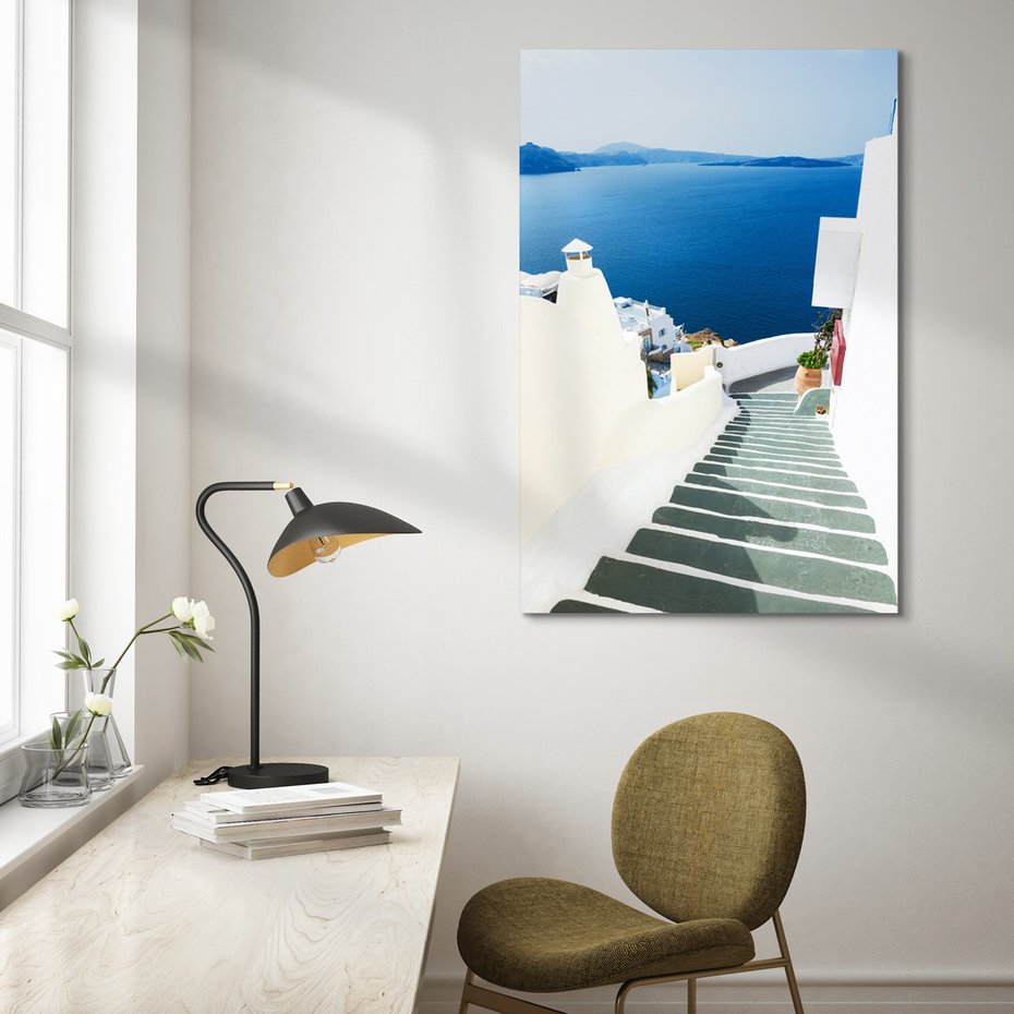 Obraz na płótnie - Schody, Morze, Santorini