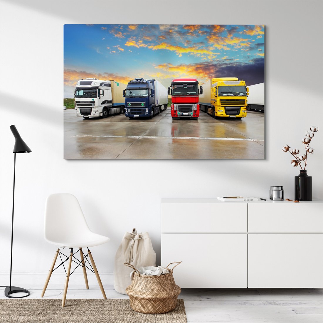Obraz na płótnie - ciężarówki, transport, niebo