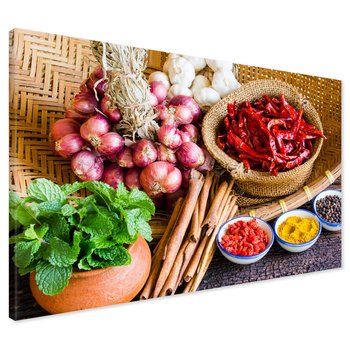 Obraz na płótnie - przyprawy, zioła, warzywa