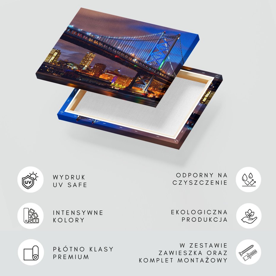 Obraz na płótnie - most, miasto, noc