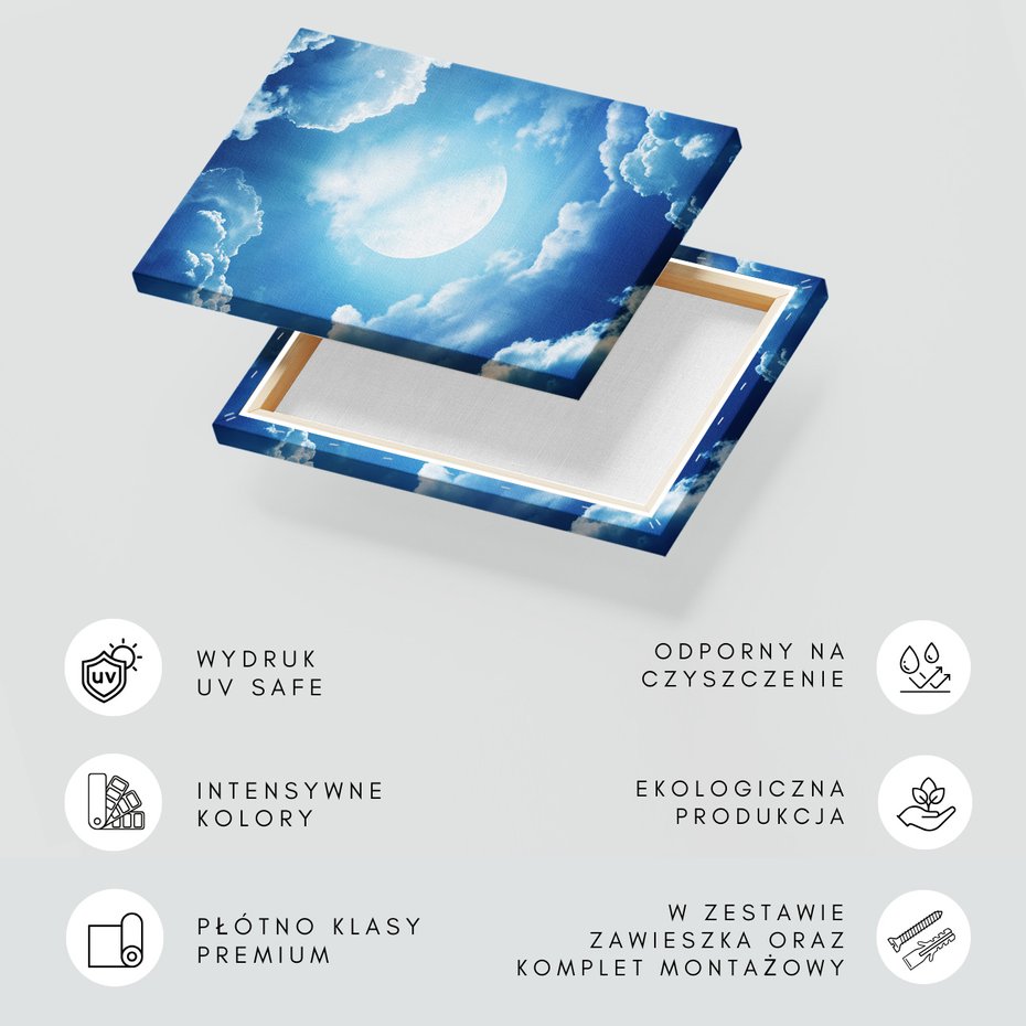 Obraz na płótnie - księżyc, chmury, niebo