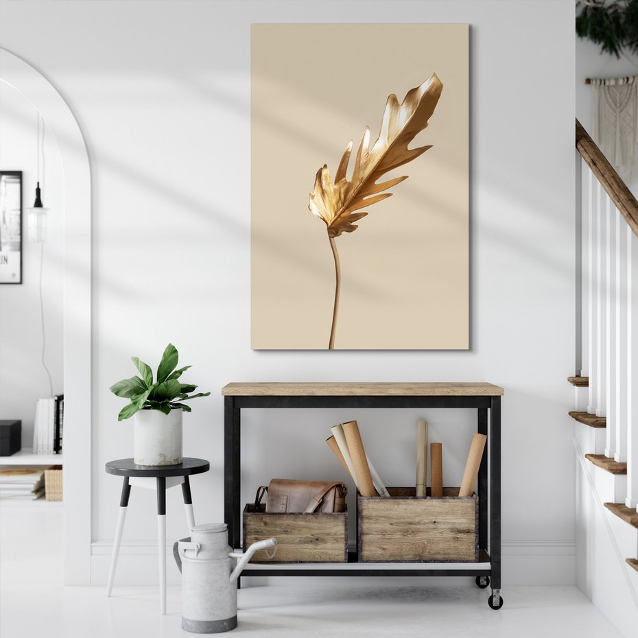 Obraz na płótnie - złoto, liść, roślina