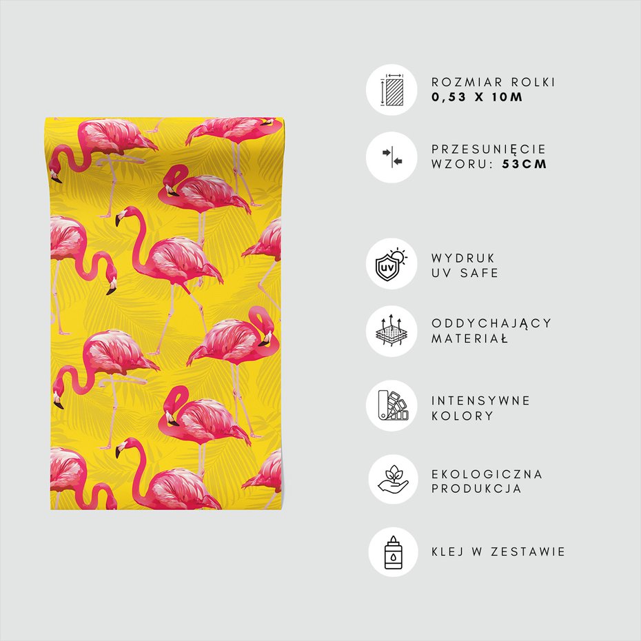 Tapeta - flamingi, liście, tło