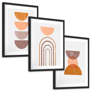 Zestaw obrazy w ramie, plakaty - abstrakcja, boho, minimalizm - rama czarna