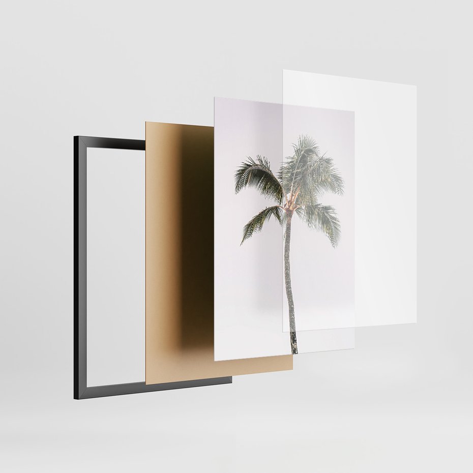Zestaw obrazy w ramie, plakaty - palma, ananas, tropikalny - rama czarna