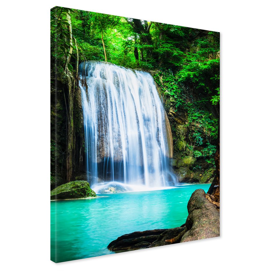 Obraz na płótnie - wodospad, natura, las