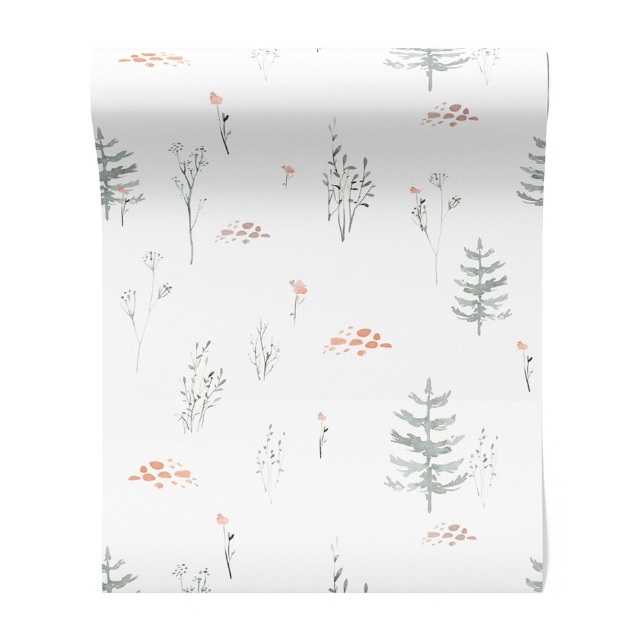 Tapeta - las, kwiaty, drzewa