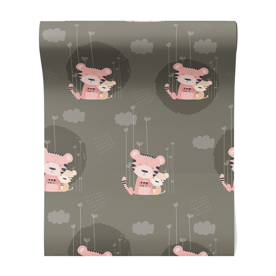 Tapeta - dziecięca, tygrysy, miłość, chmury