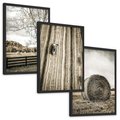 Zestaw obrazy w ramie, plakaty - wieś, pole, siano, - rama czarna