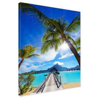 Obraz na płótnie - palmy, plaża, woda