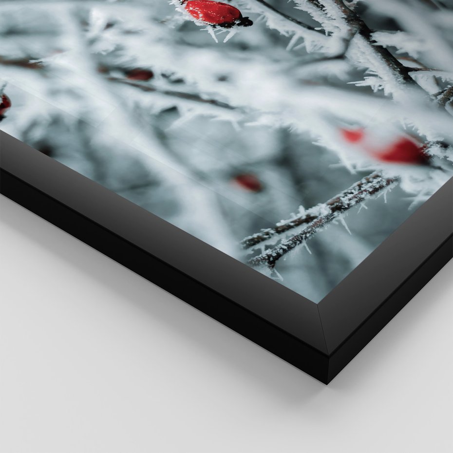 Zestaw obrazy w ramie, plakaty - zima, śnieg, mróz - rama czarna