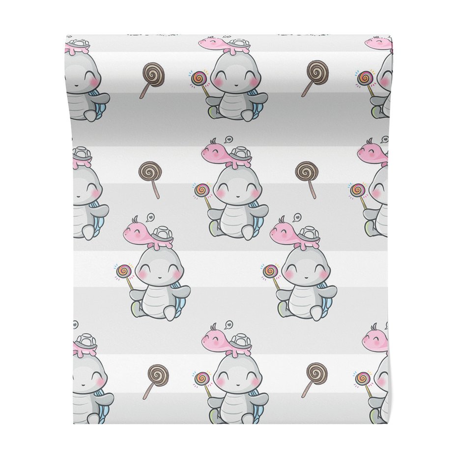 Tapeta - dziecięca, żółw, lizak,