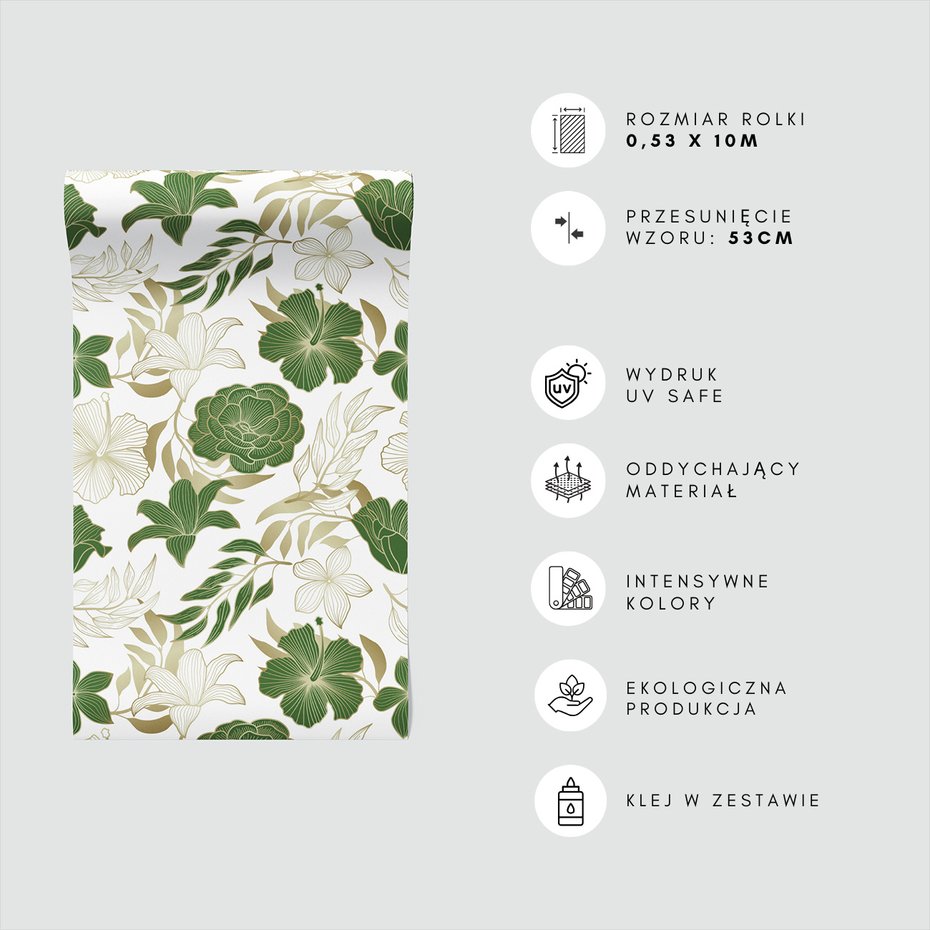 Tapeta - kwiaty, liście, wzór