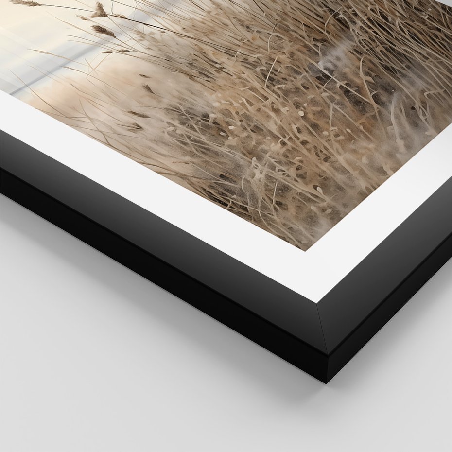 Zestaw obrazy w ramie, plakaty - kwiaty, trawa, delikatne - rama czarna