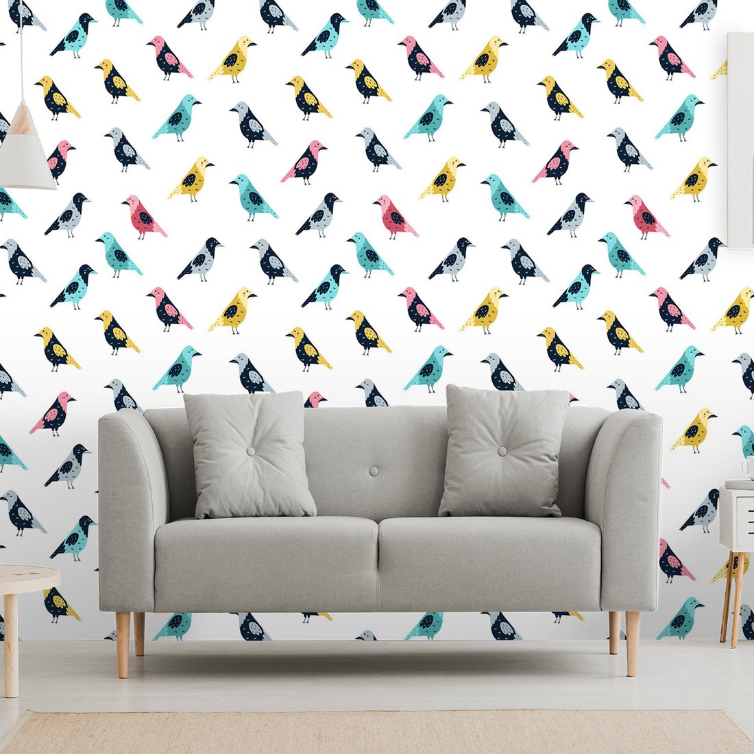 Tapeta - dziecięca, ptaki, ilustracja, wzór