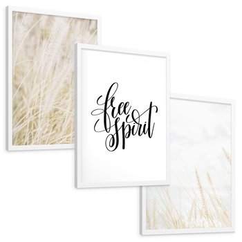 Zestaw obrazy w ramie, plakaty - trawa, natura, lekkość - rama biała