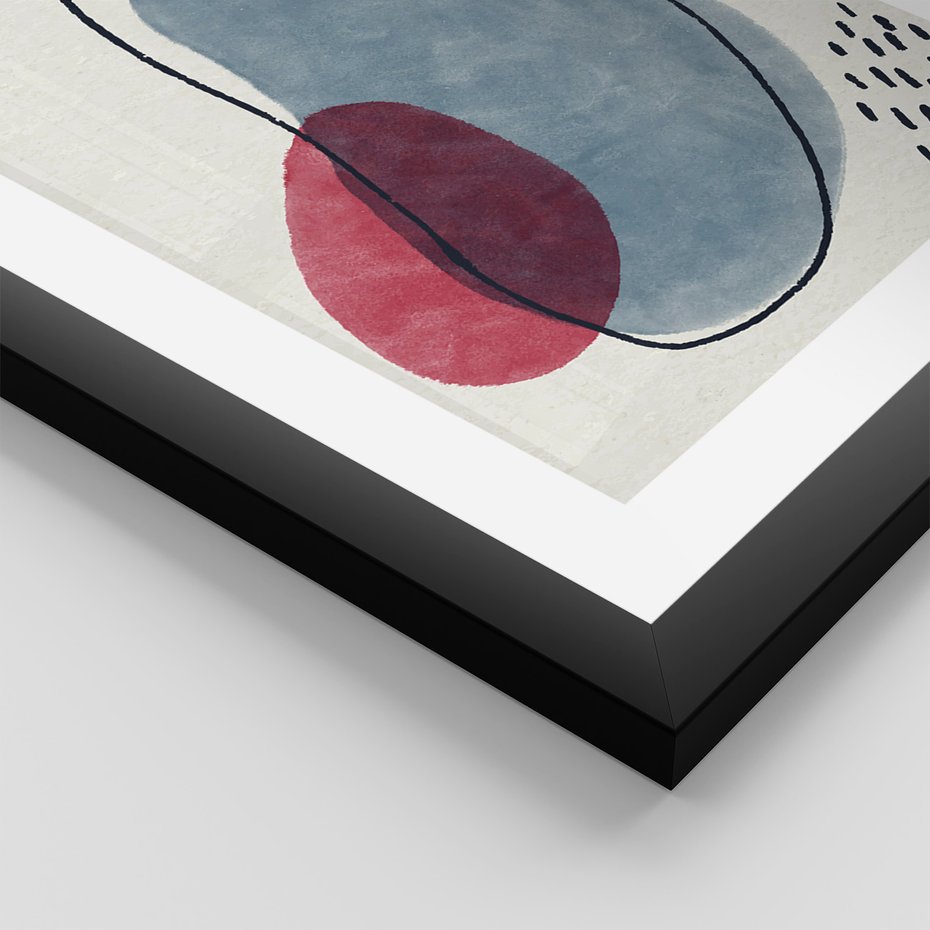 Zestaw obrazy w ramie, plakaty - abstrakcja, pastelowe, plamy, - rama czarna