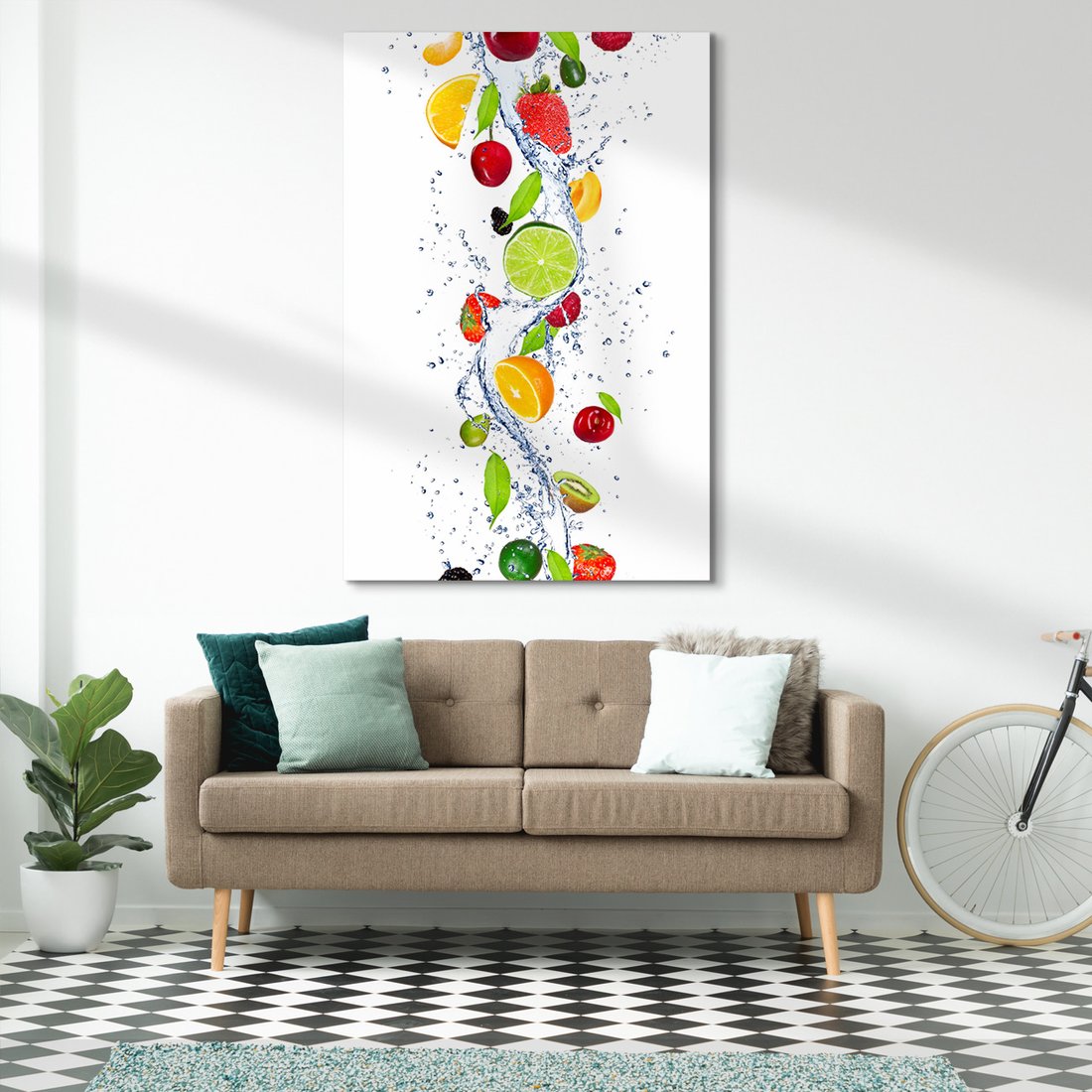 Obraz na płótnie - owoce, woda, świeżość