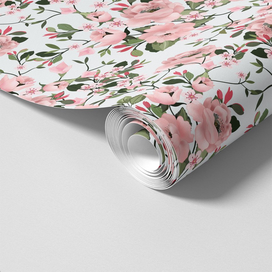 Tapeta - kwiaty, liście, wzór