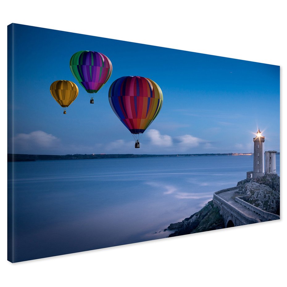 Obraz na płótnie - balony, latarnia, morze