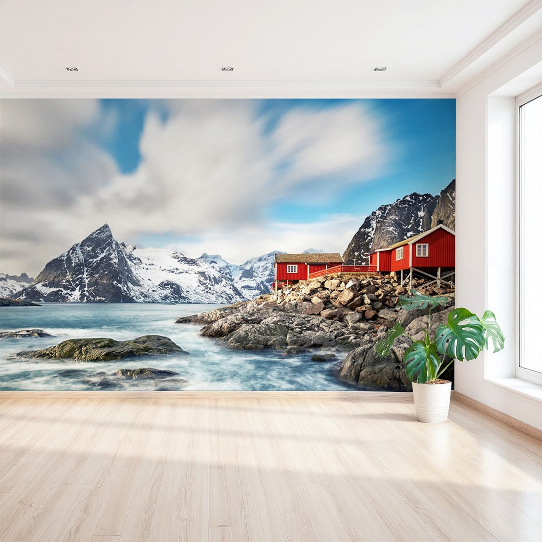 Fototapeta - góry, morze, domki