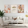 Zestaw obrazy w ramie, plakaty - kwiaty, róże, pastelowe - rama drewno