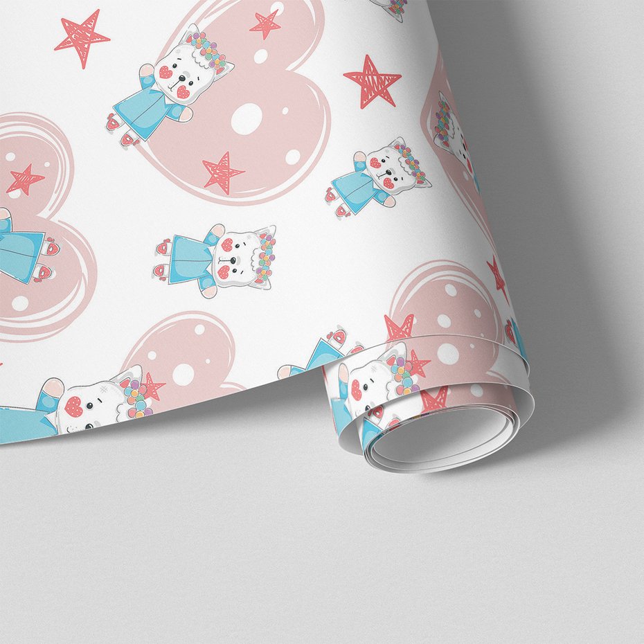 Tapeta - dziecięca, kot, serce