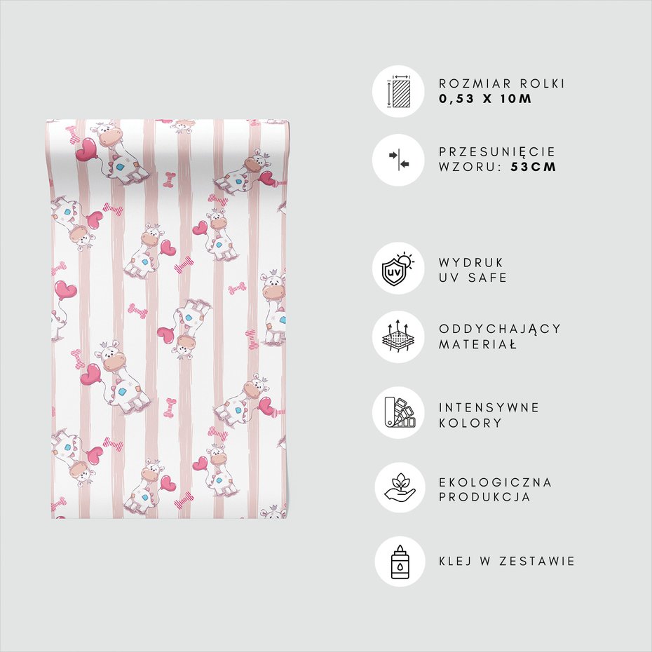 Tapeta - dziecięca, żyrafa, serce,