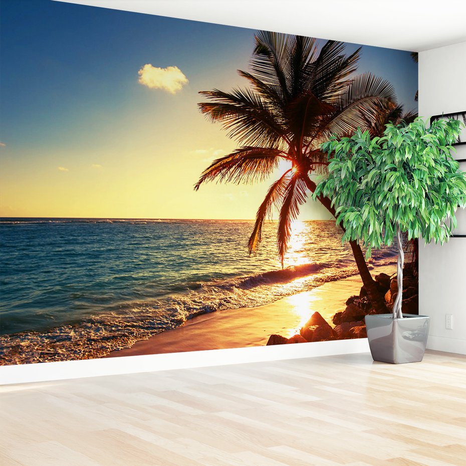 Fototapeta - plaża, palmy, morze